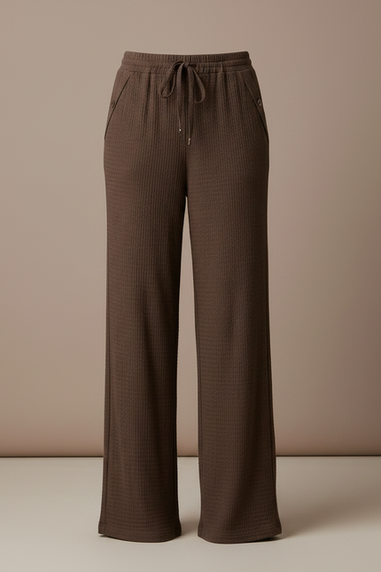 Pantalon Marron Ample Texturé Décontracté Confortable - Maille - vue 3