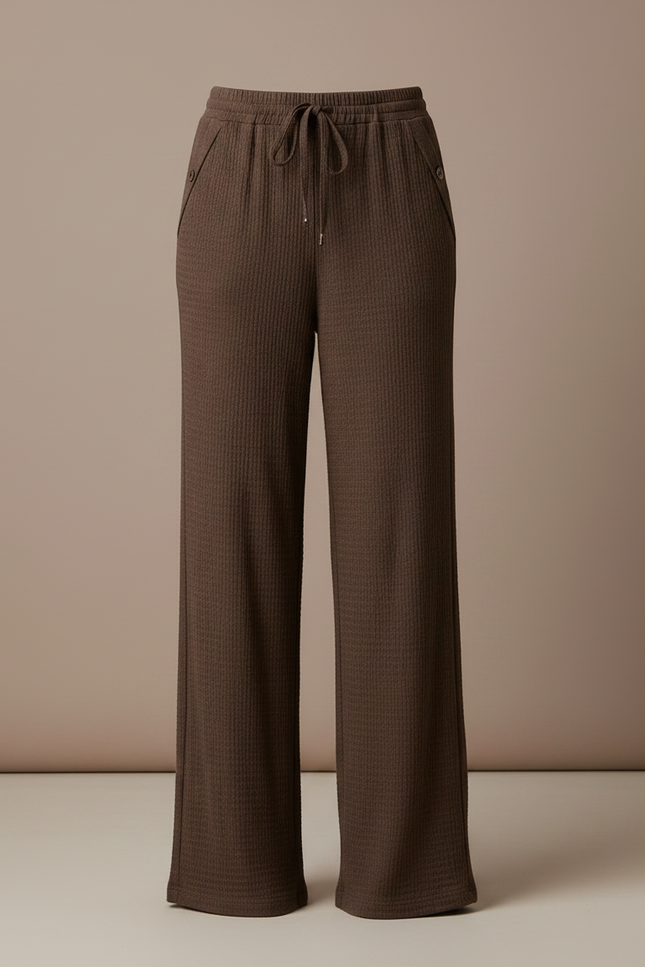 Pantalon Marron Ample Texturé Décontracté Confortable - Maille - vue 3