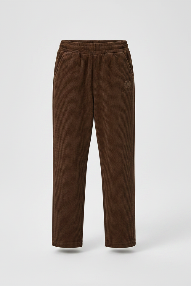 Pantalon Marron Côtelé Ample Enfant Basique - Cordé - vue 3
