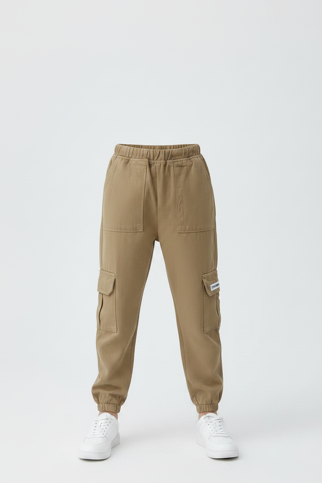 Pantalon Marron Cargo Coton Décontracté Garçon - Kaki - vue 3