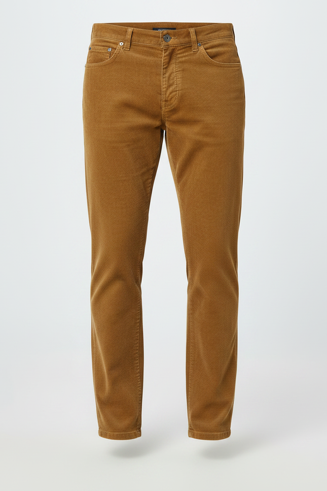 Pantalon Marron Côtelé Droit Décontracté Épais - Cordé - vue 3