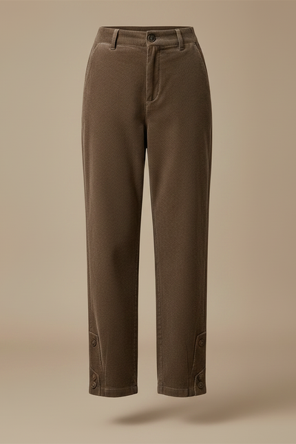 Pantalon Marron Côtelé Harem Chaud Décontracté Femme - Cordé - vue 3