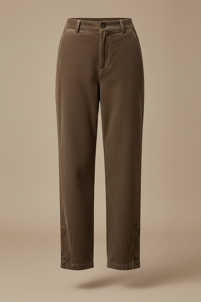 Pantalon Marron Côtelé Harem Chaud Décontracté Femme - Cordé - vue 3