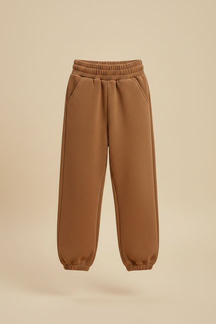 Pantalon Marron Texturé Ample Doublé Chaud Fille - Molleton - vue 3