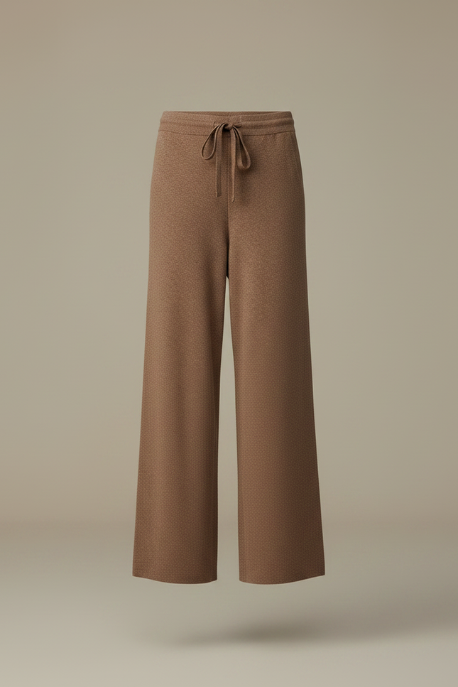 Pantalon Marron Tricoté Large Confortable Femme - Maille - vue 3