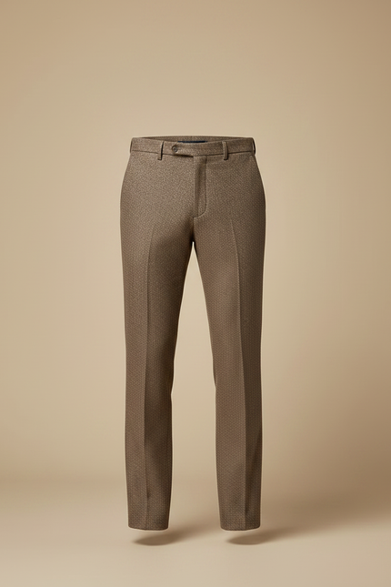 Pantalon Marron Laine Carreaux Droit Décontracté Homme - Tweed - vue 3