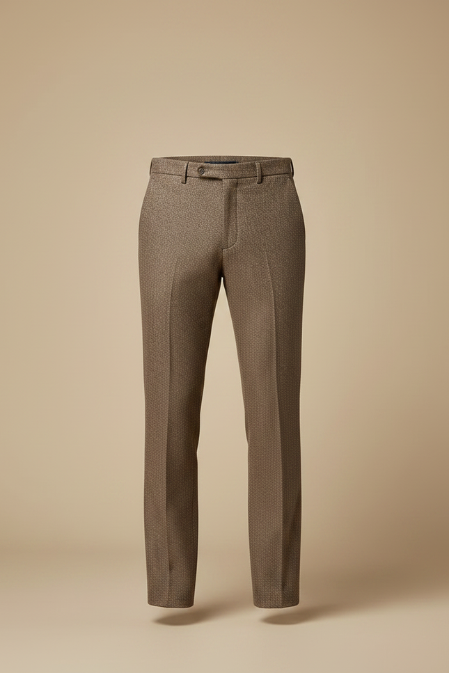 Pantalon Marron Laine Carreaux Droit Décontracté Homme - Tweed - vue 3