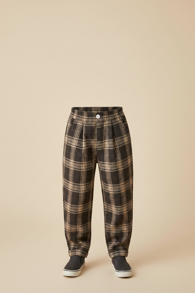 Pantalon Prince De Galles Marron - Tweed - vue 3