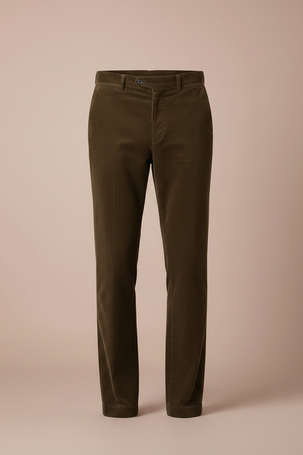 Pantalon Marron Côtelé Droit Classique Homme - Cordé - vue 3