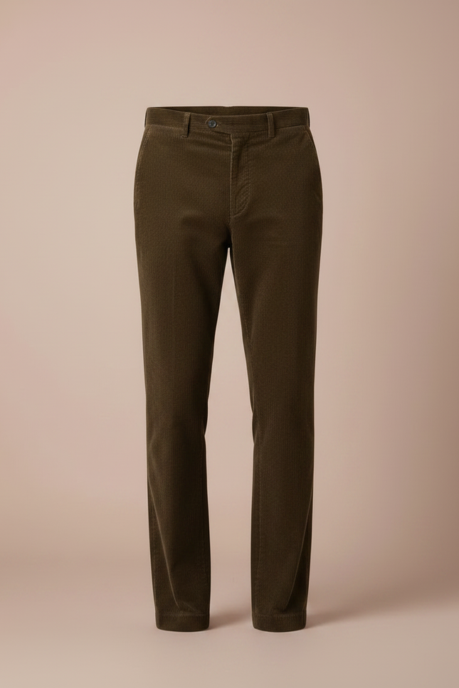 Pantalon Marron Côtelé Droit Classique Homme - Cordé - vue 3