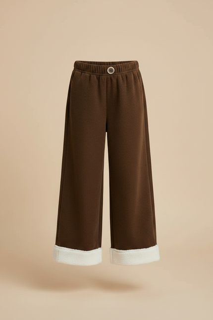 Pantalon Marron Côtelé Ample Doublé Chaud Enfant - Cordé - vue 3