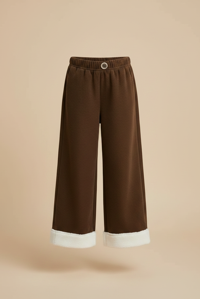 Pantalon Marron Côtelé Ample Doublé Chaud Enfant - Cordé - vue 3