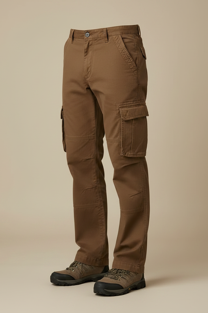 Pantalon Marron Cargo Coton Décontracté Homme Robuste - Toile - vue 3