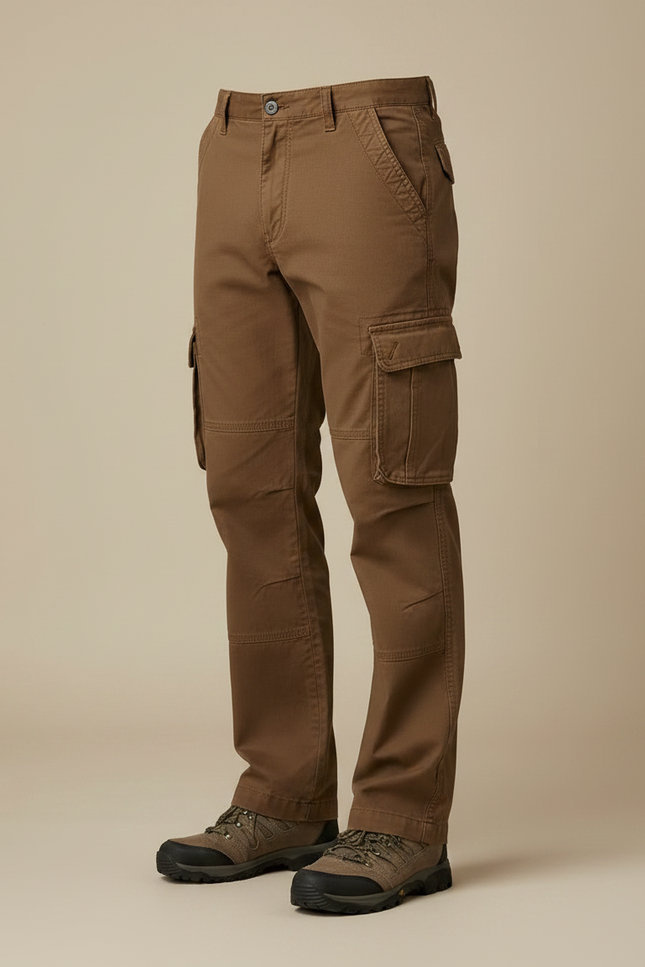 Pantalon Marron Cargo Coton Décontracté Homme Robuste - Toile - vue 3