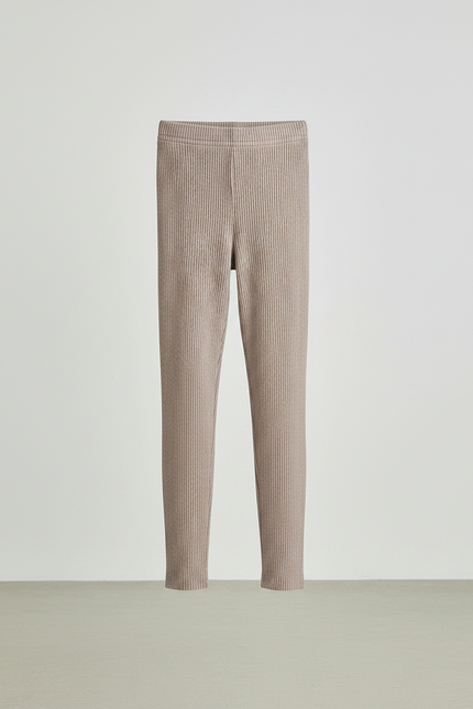 Pantalon Marron Côtelé Tricoté Extensible Fillette Confortable - Maille - vue 3