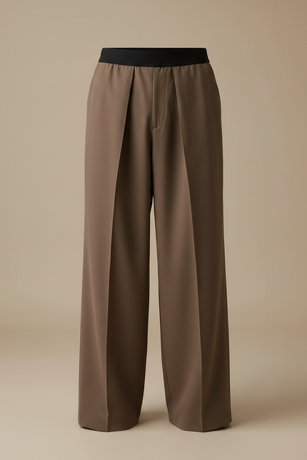 Pantalon Oversize Marron - Gabardine - vue 3