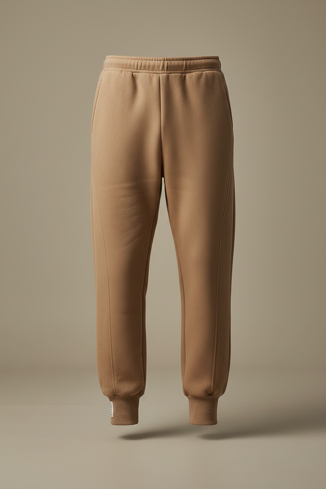 Pantalon Marron Jogging Molletonné Ample Décontracté Homme - Camel - vue 3