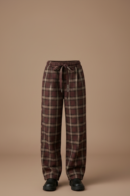 Pantalon Marron Carreaux Ample Hiver Fille - Laine - vue 3