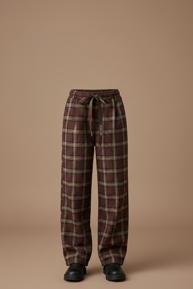 Pantalon Marron Carreaux Ample Hiver Fille - Laine - vue 3