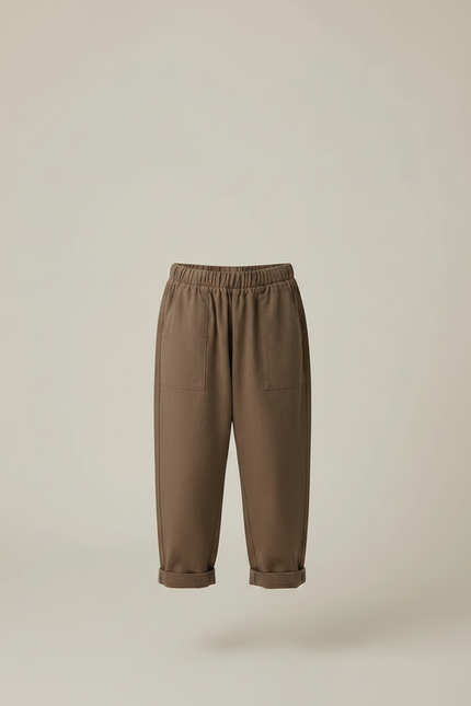 Pantalon Marron Coton Ample Élastique Enfant Décontracté - Molleton - vue 3