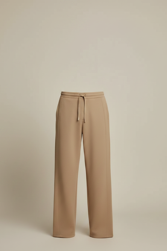 Pantalon Marron Ample Maille Décontracté Cordon Homme - Camel - vue 3