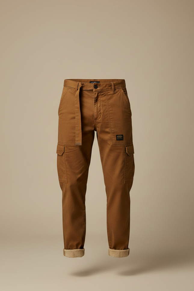Pantalon Marron Cargo Molletonné Décontracté Homme - vue 3