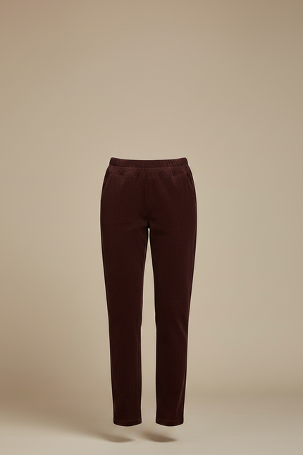 Pantalon Marron Côtelé Slim Taille Haute Femme - Cordé - vue 3