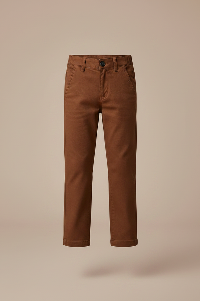Pantalon Marron Coton Coupe Droite Garçon Chic - vue 3