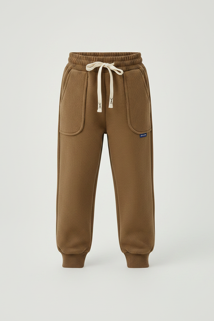Pantalon Marron Côtelé Ample Décontracté Élastiqué Enfant - Cordé - vue 3