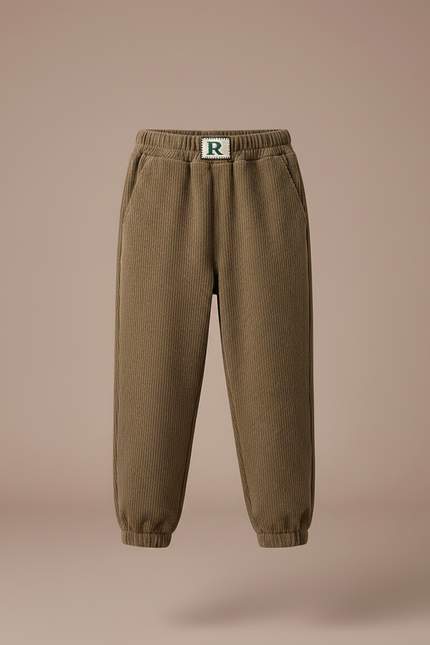 Pantalon Marron Côtelé Ample Épais Confortable Enfant - Cordé - vue 3