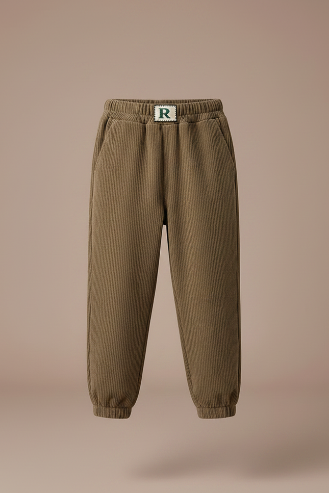 Pantalon Marron Côtelé Ample Épais Confortable Enfant - Cordé - vue 3