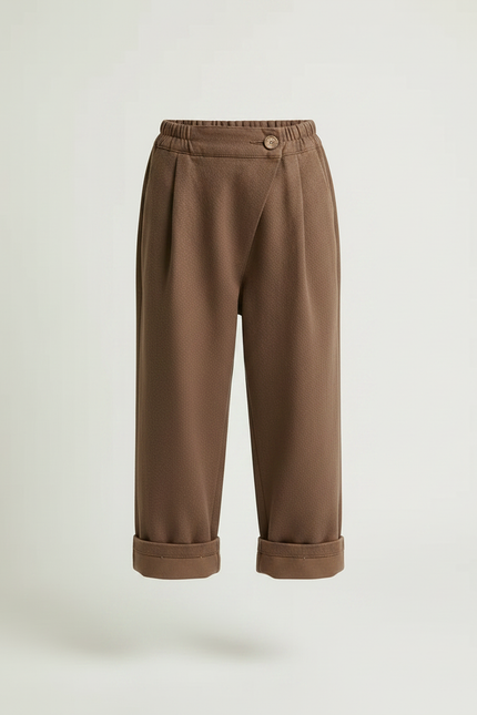 Pantalon Barrel Marron - Molleton - vue 3
