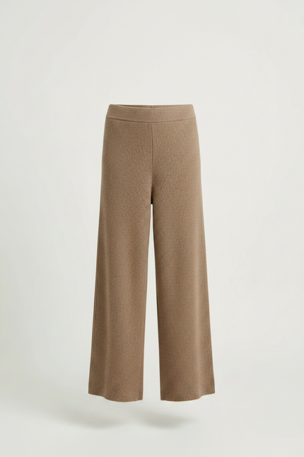 Pantalon Marron Ample Tricoté Côtelé Enfant Confortable - Maille - vue 3