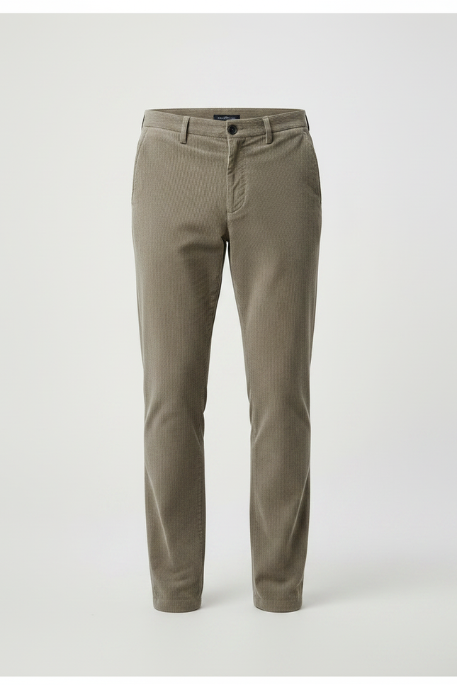 Pantalon Marron Côtelé Slim Élégant Homme - Kaki Cordé - vue 3