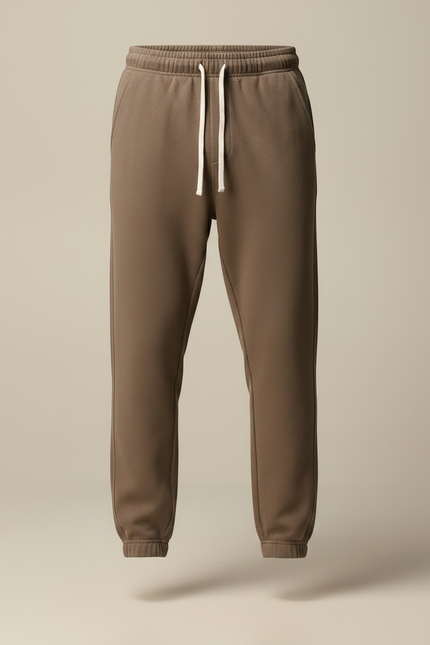 Pantalon Marron Ample Coton Décontracté Cordon Homme - Molleton - vue 3