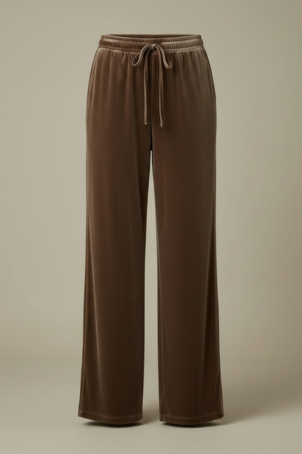 Pantalon Marron Velours Ample Fluide Décontracté Femme - vue 3