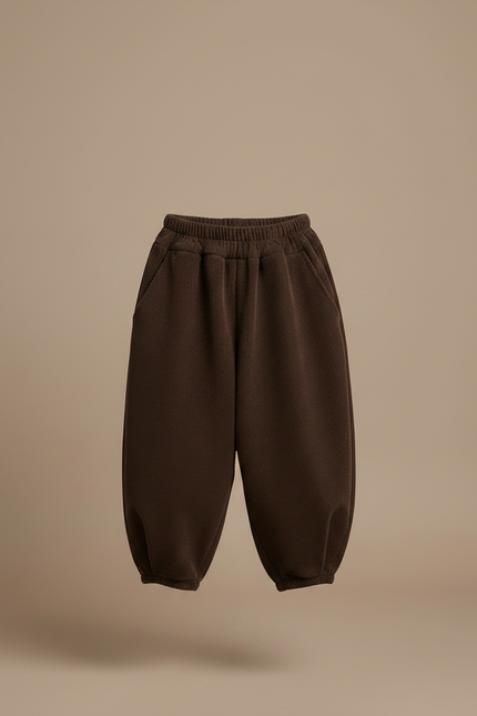 Pantalon Marron Côtelé Ample Élastique Confortable Enfant - Cordé - vue 3
