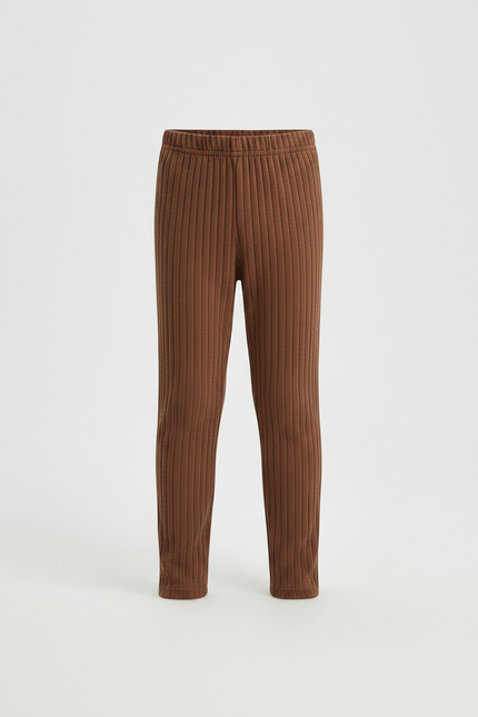Pantalon Marron Côtelé Élastique Ajusté Enfant - Maille - vue 3