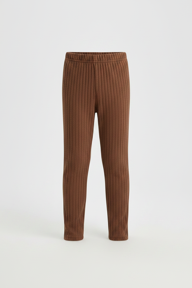 Pantalon Marron Côtelé Élastique Ajusté Enfant - Maille - vue 3