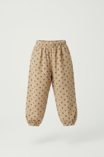 Pantalon Marron Côtelé Harem Points Enfant - Cordé - vue 3