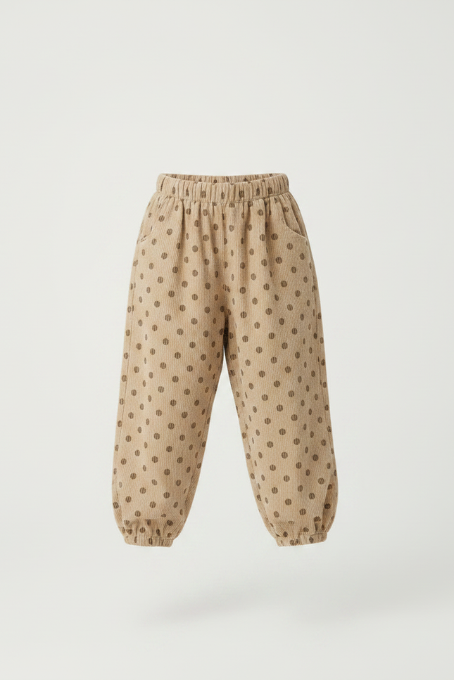 Pantalon Marron Côtelé Harem Points Enfant - Cordé - vue 3