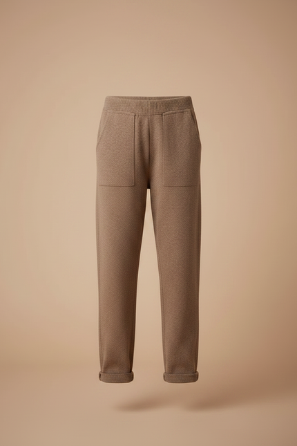 Pantalon Marron Chiné Tricoté Confortable Décontracté Enfant - Maille - vue 3