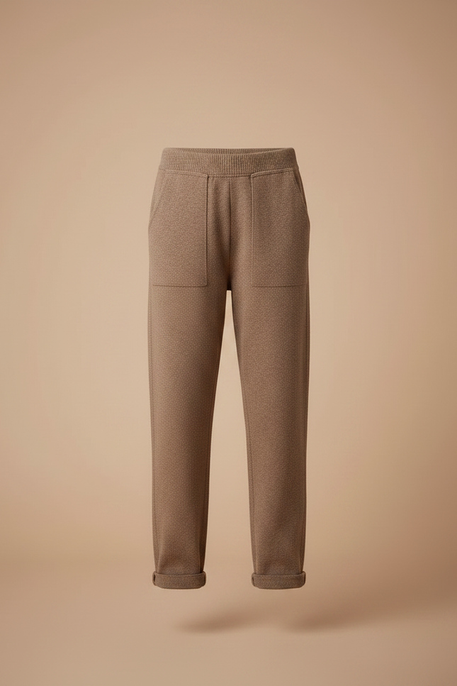 Pantalon Marron Chiné Tricoté Confortable Décontracté Enfant - Maille - vue 3