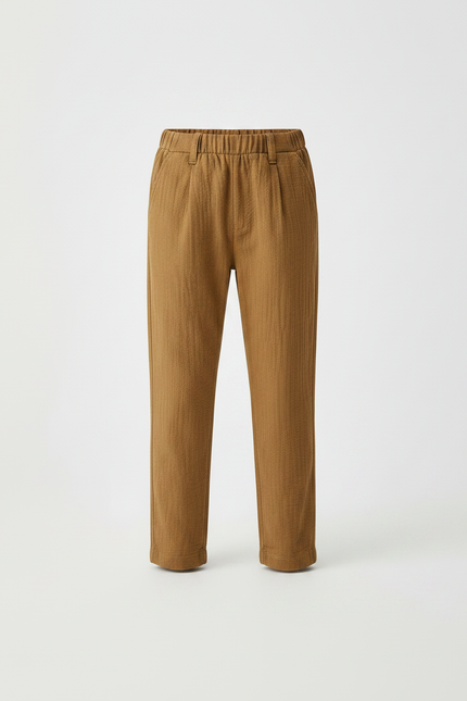 Pantalon Marron Ample Coton Plissé Garçon Décontracté - vue 3