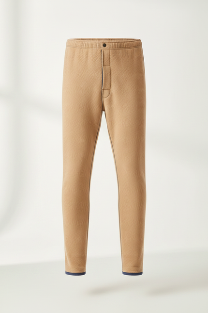 Pantalon Marron Thermique Homme Doux Hiver - Camel Maille - vue 3