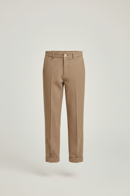 Pantalon Marron Garçon Décontracté Slim Hiver Élégant - Tweed - vue 3