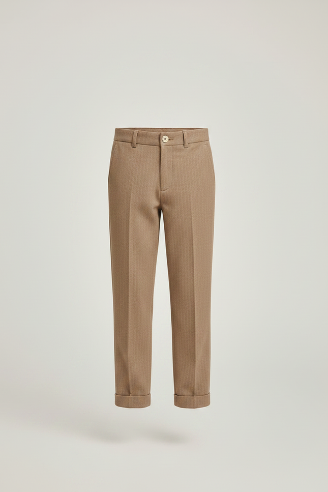 Pantalon Marron Garçon Décontracté Slim Hiver Élégant - Tweed - vue 3
