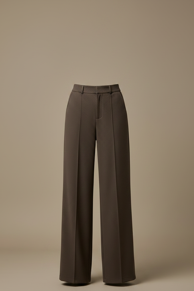 Pantalon Marron Ample Droit Taille Haute Élégant - Gabardine - vue 3