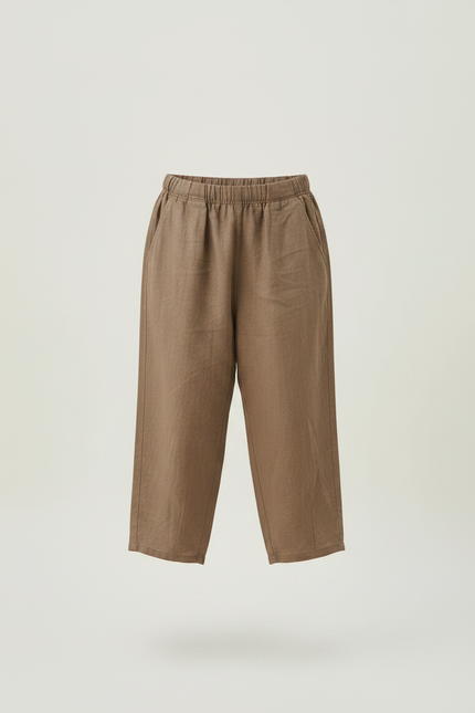 Pantalon Marron Lin Ample Décontracté Enfant - vue 3