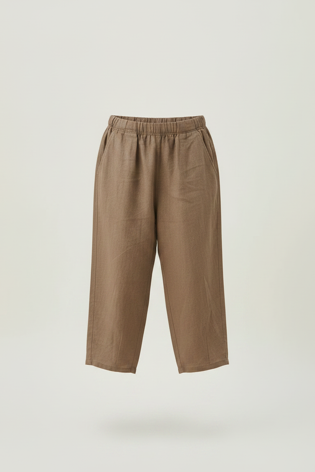 Pantalon Marron Lin Ample Décontracté Enfant - vue 3
